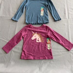 Lot of two. One Garanimals Pink Unicorn Long Sleeve Tee and the other is blue
